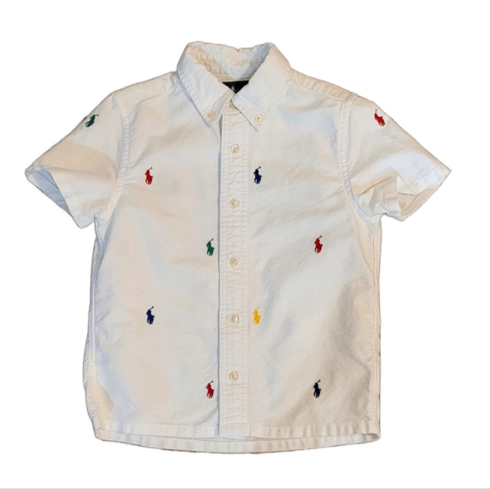 Polo Ralph Lauren Kids White Polo Shirt with Multicolor Embroidery
